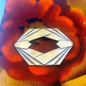 Vintage Brass Scarf Clip Lieba USA SIGNED Art Deco Style  Estate Find